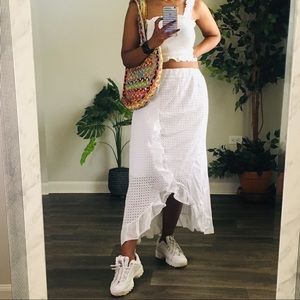 New Cotton Eyelet design white skirt S